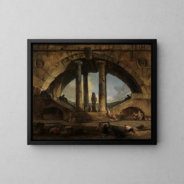 Vue fantaisiste romaine - Hubert Robert — kehystetty taideteos seinällä