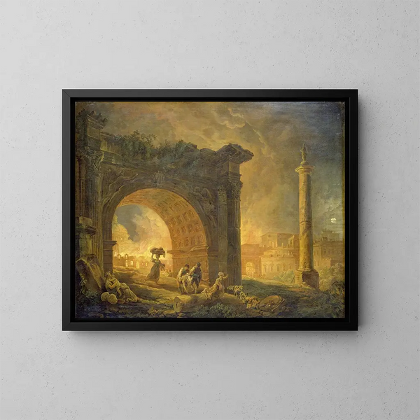 Roomalaiset rauniot - Hubert Robert — kehystetty taideteos seinällä