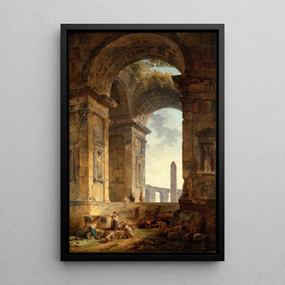 Hubert Robert - Ruins with an obelisk in the distance.webp