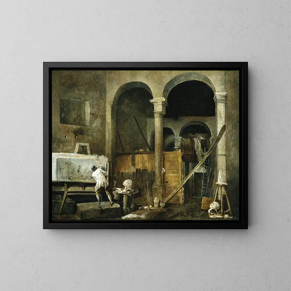 L'Atelier de l'artiste - Hubert Robert — kehystetty taideteos seinällä