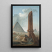 Kulkue egyptiläisten monumenttien keskellä - Hubert Robert — kehystetty taideteos seinällä