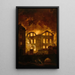 Palais-Royalin oopperatalon tulipalo - Hubert Robert — kehystetty taideteos seinällä