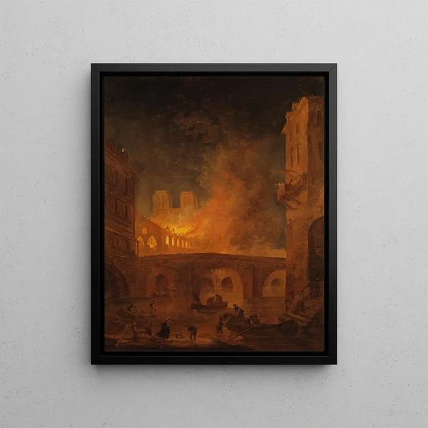 L'incendie de l'Hôtel-Dieu à Paris - Hubert Robert — kehystetty taideteos seinällä