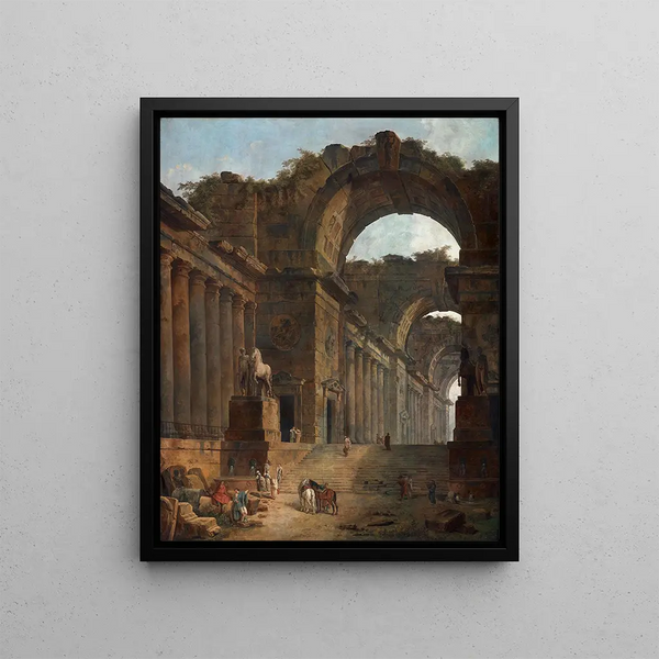 Les Fontaines - Hubert Robert — kehystetty taideteos seinällä