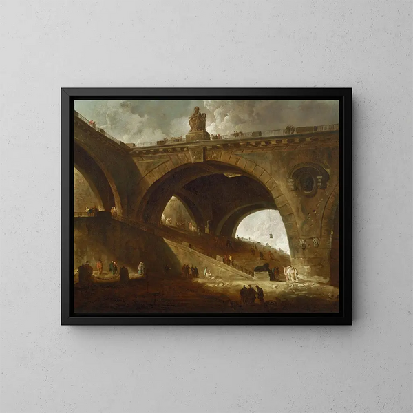 Le Vieux Pont - Hubert Robert — kehystetty taideteos seinällä