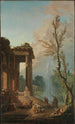 Maaseudun kartanon portiko - Hubert Robert — näkymä teoksesta