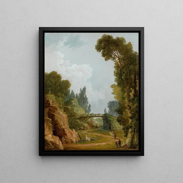 Le Pont Rustique Château de Méréville France - Hubert Robert — kehystetty taideteos seinällä
