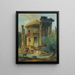 Lavandières au bord d'une rivière sous un temple circulaire en ruine - Hubert Robert — kehystetty taideteos seinällä