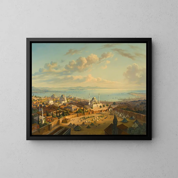 Constantinople-maalaus Beyazit-tulen tornista - Hubert Sattler — kehystetty taideteos seinällä