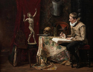 L'Atelier de l'artiste avec autoportrait - Hugo Birger — näkymä teoksesta