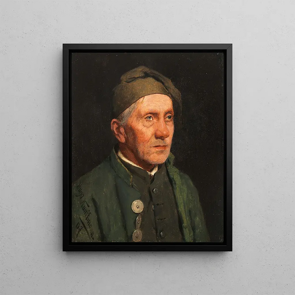 Vieux fermier avec une casquette pointue - Hugo Kauffmann — kehystetty taideteos seinällä