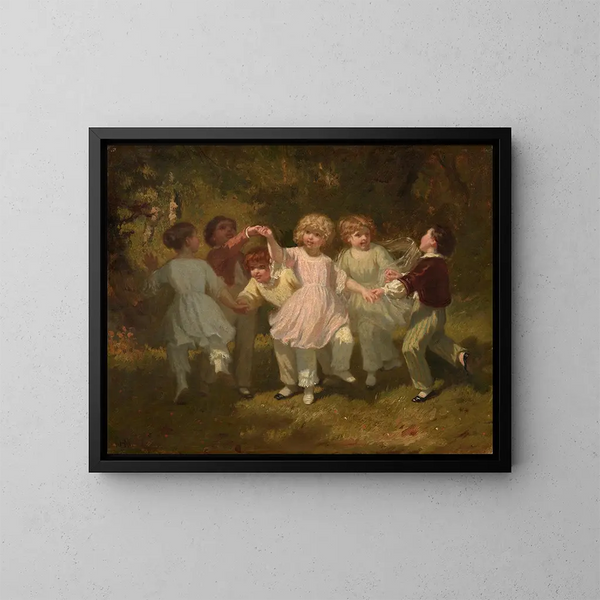 Lasten leikkimässä puistossa - Hugues Merle — kehystetty taideteos seinällä