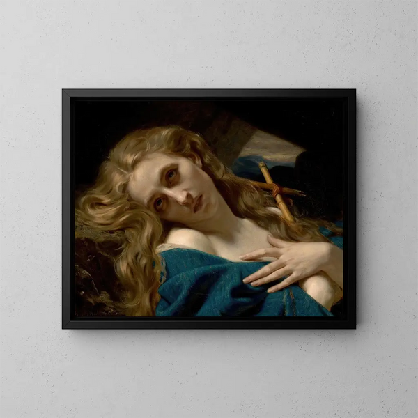 Marie Madeleine dans la grotte - Hugues Merle — kehystetty taideteos seinällä
