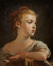 Portrait d'une jeune fille avec une cage à oiseaux - Hugues Taraval — näkymä teoksesta