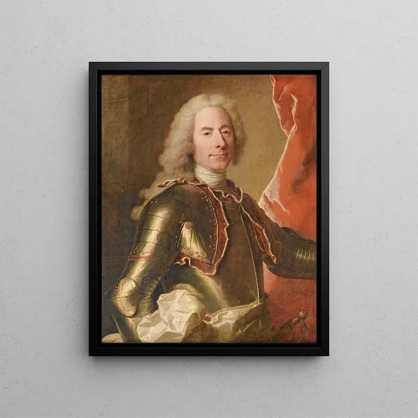 Portrait d'un homme portant une armure - Hyacinthe Rigaud — kehystetty taideteos seinällä