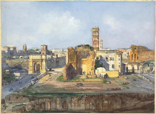 Ippolito Caffi - The Arch of Titus and the Temple of Venus and Rome near the Roman Forum.webp