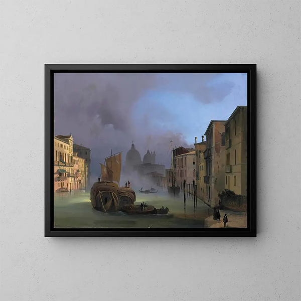 Le Grand Canal à Venise depuis le pont de l'Accademia avec Santa Maria della Salute - Ippolito Caffi — kehystetty taideteos seinällä