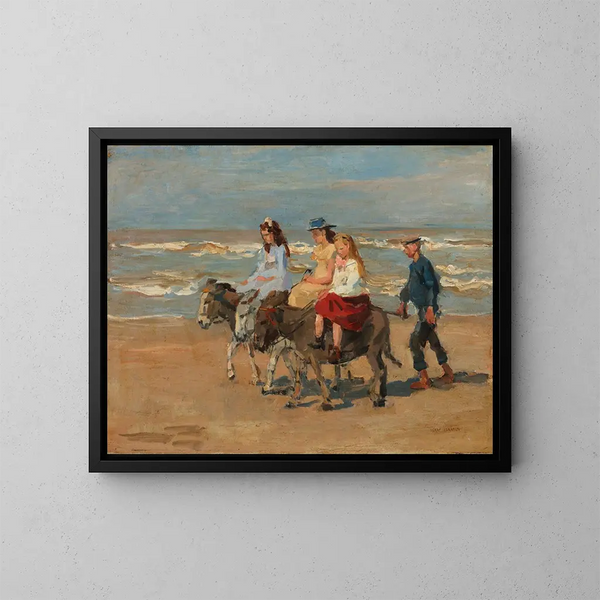 Une balade à dos d'âne sur la plage de Scheveningen - Isaac Israëls — kehystetty taideteos seinällä