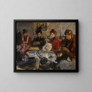 L'atelier des modistes - Isaac Israëls — kehystetty taideteos seinällä