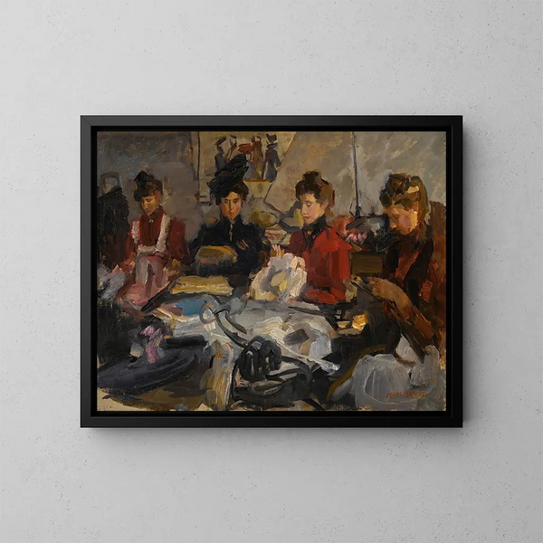 L'atelier des modistes - Isaac Israëls — kehystetty taideteos seinällä