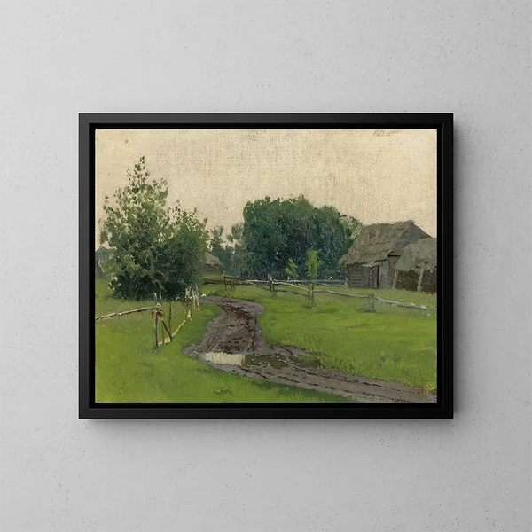 Route de village - Isaac Levitan — kehystetty taideteos seinällä