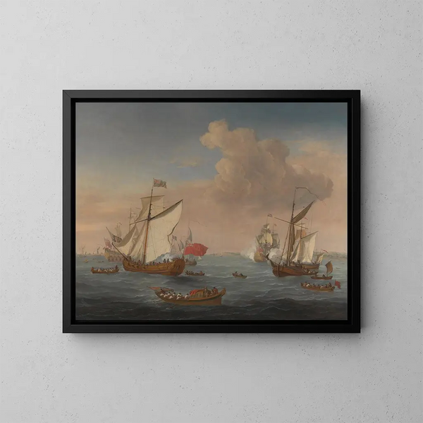 Bateaux dans l'estuaire de la Tamise près de Sheerness - Isaac Sailmaker — kehystetty taideteos seinällä
