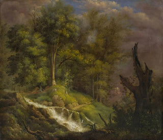Isaak Frstenberger - Forest Landscape with Waterfall.webp