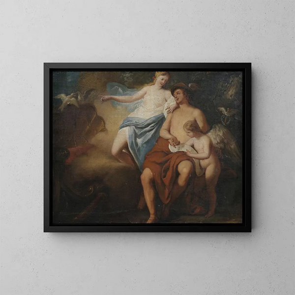 Venus, Merkurius ja Cupido - Italialainen koulu — kehystetty taideteos seinällä