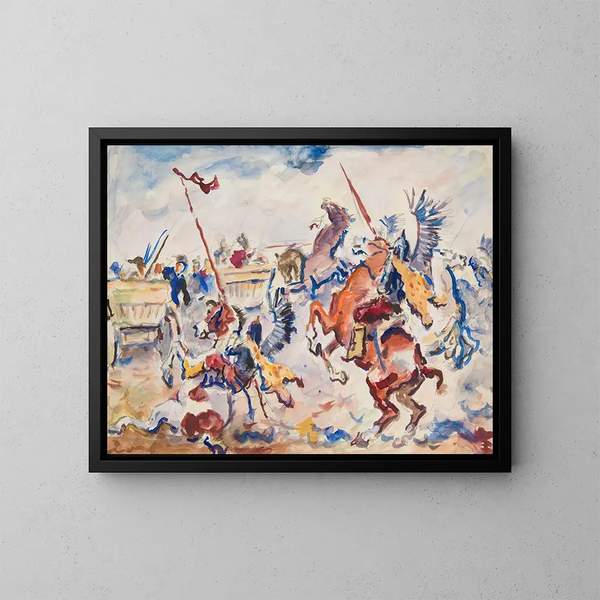 Hussards en combat - Ivan Ivanec — kehystetty taideteos seinällä