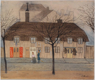 Naisesta siivooja ja poliisi - Ivar Arosenius — näkymä teoksesta
