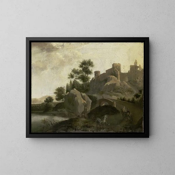 maisemaa Italiasta - Johann Georg Schieblius — kehystetty taideteos seinällä