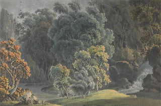 J S Barth - River Scene with Waterfall and High Trees.webp