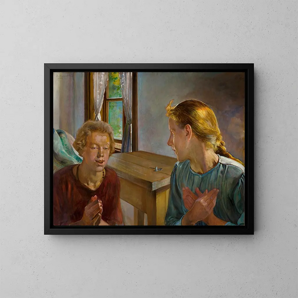 Annuntiaatio - Jacek Malczewski — kehystetty taideteos seinällä