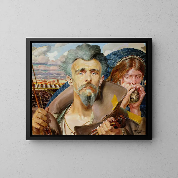 Triptykin musiikin keskiosa - Jacek Malczewski — kehystetty taideteos seinällä