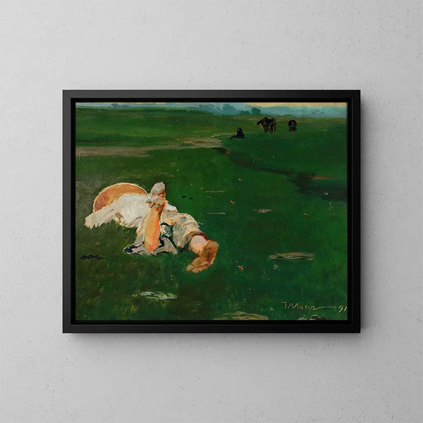 Fille de berger dans un pré - Jacek Malczewski — kehystetty taideteos seinällä