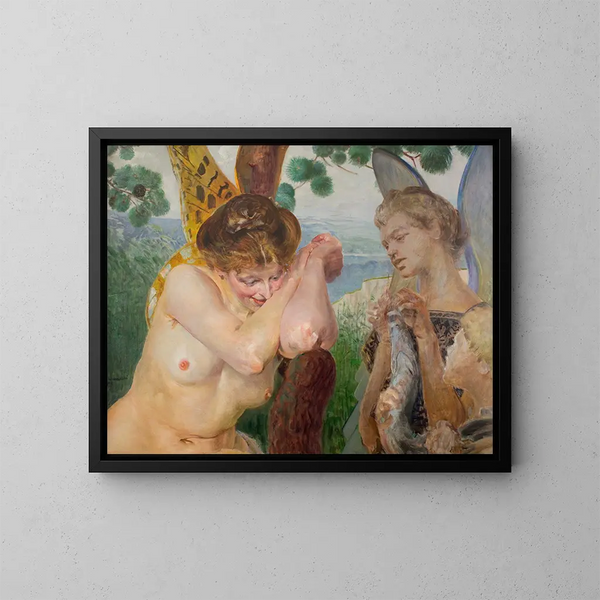 Tobias et une harpie - Jacek Malczewski — kehystetty taideteos seinällä