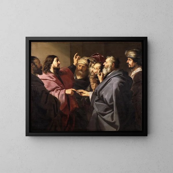 L'Offrande à la monnaie - Jacob Adriaensz Backer — kehystetty taideteos seinällä