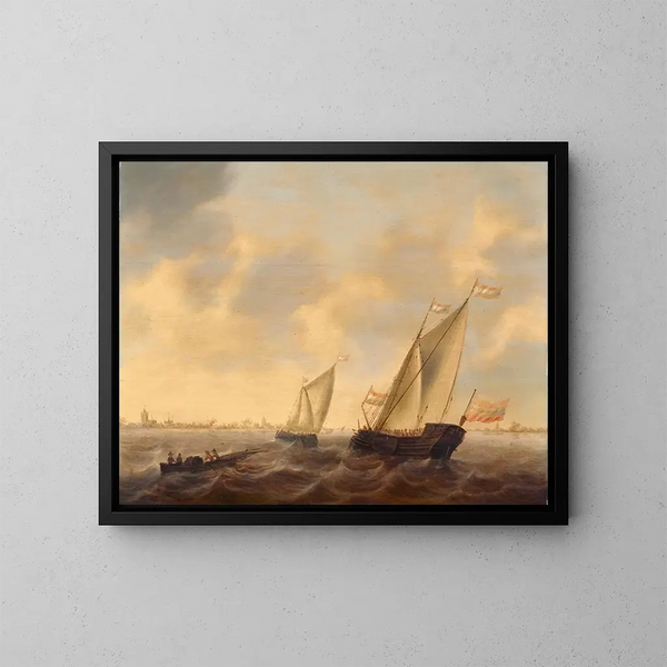 Bateaux et navires en mer - Jacob Adriaensz Bellevois — kehystetty taideteos seinällä