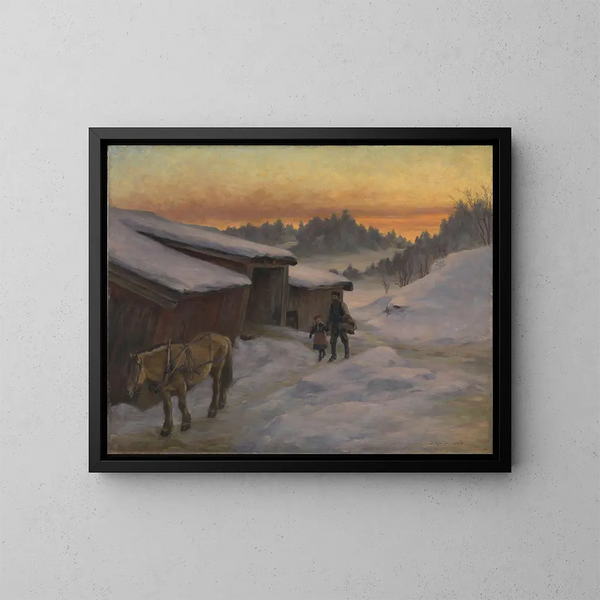 Une ferme à Lysaker - Jacob Glersen — kehystetty taideteos seinällä