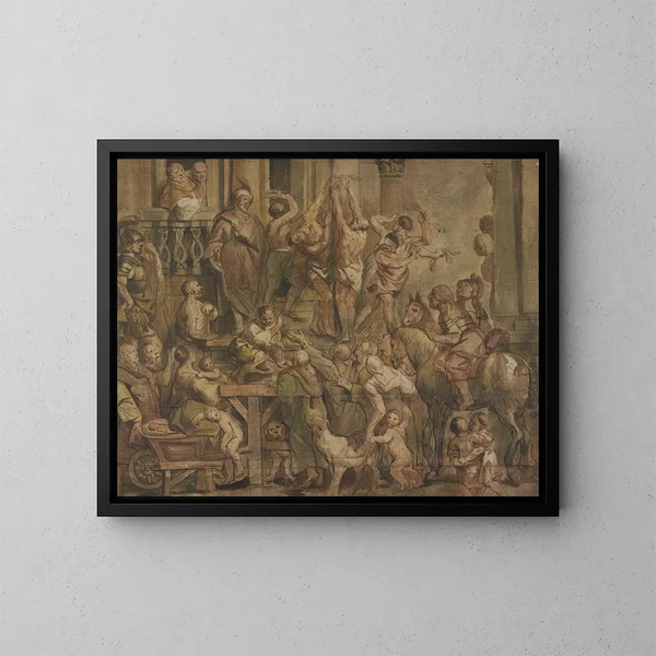 Rangaistus rangaistujaista - Jacob Jordaens — kehystetty taideteos seinällä