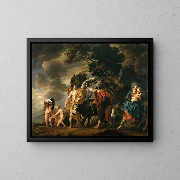 Pyhä perhepakomatka Egyptissä - Jacob Jordaens — kehystetty taideteos seinällä