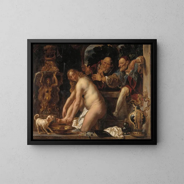 Susanne et les vieillards - Jacob Jordaens — kehystetty taideteos seinällä