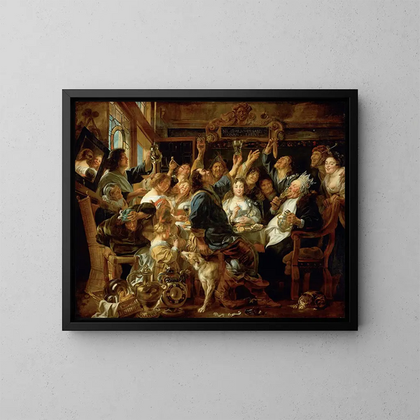 La Fête du Roi des Haricots - Jacob Jordaens — kehystetty taideteos seinällä