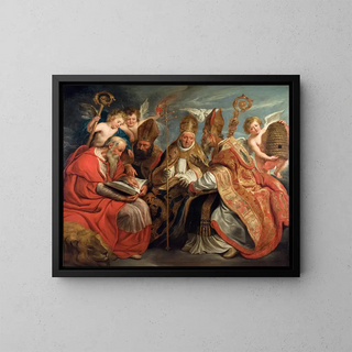 Les quatre Pères de l'Église latine - Jacob Jordaens — kehystetty taideteos seinällä