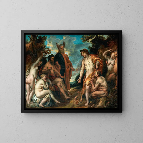 Le concours musical entre Apollon et Pan - Jacob Jordaens — kehystetty taideteos seinällä