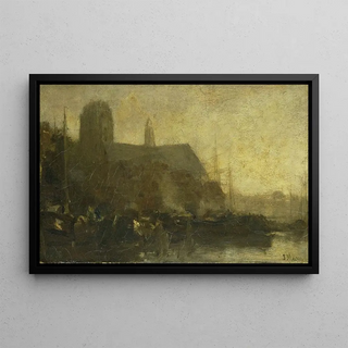 Jacob Maris - Schepen in de haven van Dordrecht.webp