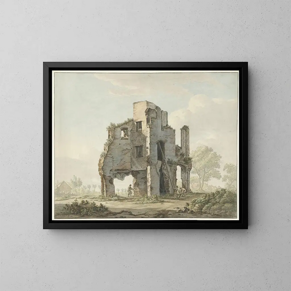 La destruction de la rune de l'abbaye de Rijnsburg - Jacob van Liender — kehystetty taideteos seinällä