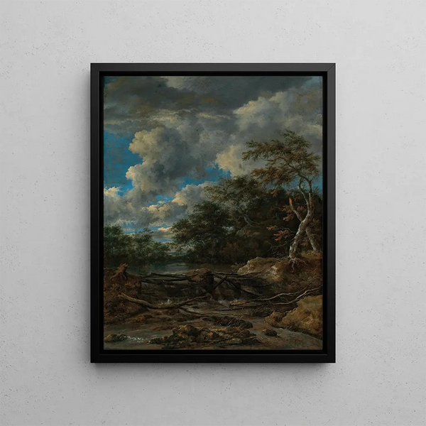 Jacob van Ruisdael - A wooded landscape with a waterfall.webp