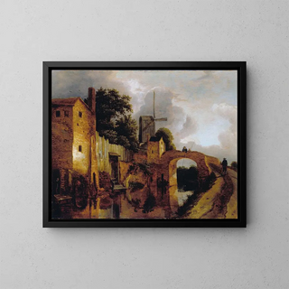 Canal avec pont - Jacob van Ruisdael — kehystetty taideteos seinällä