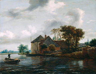Jacob van Ruisdael - Farm and Hayrick on a River.webp